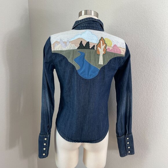 Earl Jean Womens Medium Denim Western Shirt Vintage ASO Lorelai Gilmore Girls - Picture 7 of 13